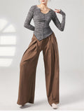 Women's Leisure Simple Pleated Wide Leg Pants