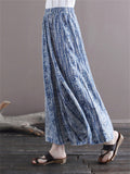 Women's Bohemian Style Cotton Linen Print Straight-Leg Pants