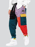 Men's Hip-Hop Color Block Patchwork Multi-Pocket Pants