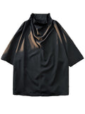 Pure Black Turtleneck 3/4 Sleeve Loose Shirt for Men