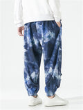 Male Loose Fit Drawstring Tie Dye Print Pants