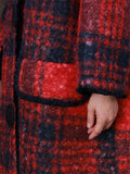 Winter Casual Single-breasted Plaid Coats for Ladies