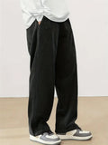 Men's Fashion Elastic Waist Straight Leg Corduroy Pants