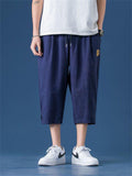 Fashion Vintage Men's Embroidery Cropped Pants