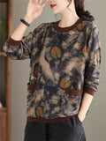 All-match Casual Leaf Letter Print Bottoming Shirt for Women