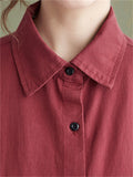 Trendy Lapel Chest Pocket Oversized Button Female Shirt