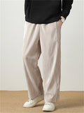 Men's Simple Vertical Lines Velvet Straight-Leg Pants