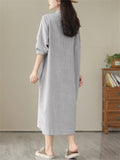 Comfortable Female Casual Long-sleeved Striped Shirtdress