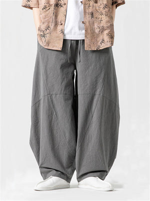 Men's Cozy Oversized Elastic Waist Linen Lantern Pants