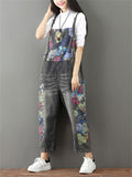 Fashion Printed Splice Denim Jumpsuits