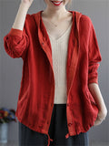 Cotton Linen Solid Color Drawstring Jackets