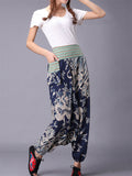 Chinese Dragon Printed Cotton Linen Harem Pants