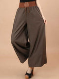 Loose Solid Color High Waist Wide Leg Pants