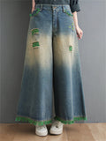 Vintage Ripped Wide-leg Jeans