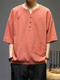 New Linen Chinese Style Solid Color Men's Shirts