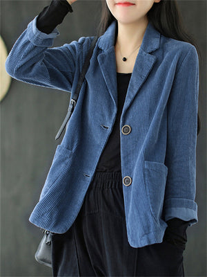 Retro Corduroy Loose Buttons Jackets