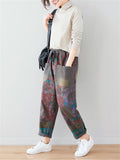 Women's Ethnic Floral Antique Finish Jeans