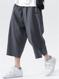 Loose Drawstring Solid Color Cropped Pants