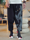 Chinese Style Printed Loose Long Pants For Men