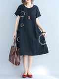 Slim Simple Cotton Linen Lady Dresses