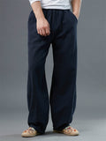 Men's Solid Color Wide Leg Pants With Pockets