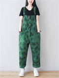 Coconut Tree Printed Button Jumpsuits