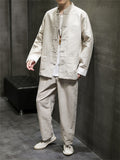 Special Button Cotton Linen Stand Collar Loose Male Outfits