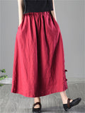 Cotton Linen Embroidery Vogue Women's Skirts