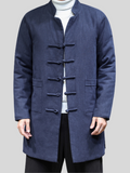 Men's Graceful Retro Solid Color Cotton Midi Pattern Coats