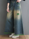 Vintage Ripped Wide-leg Jeans