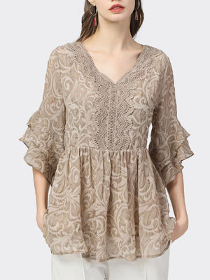 Women's Comfort V-neck Lace Chiffon Shirts