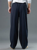 Men's Solid Color Wide Leg Pants With Pockets