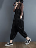 Top Big Pockets Overalls Loose Denim Jumpsuits For Women