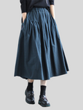 High Waisted Plaid Long Dress For Lady