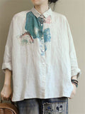 Fashion Printed Buttons-Up 3/4 Sleeve Shirts