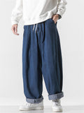 Men's Hongkong Style Wide Leg Harem Denim Pants