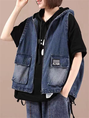 Casual Hooded Korean Style Loose Slimming Vest Jackets For Women