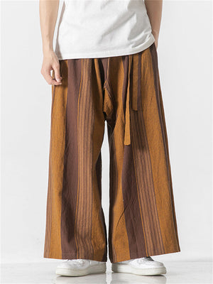 Stripe Pattern Ｗide Leg Loose Pants For Men