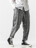 Retro Plaid Loose Straight Leg Pants