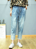 Women's Spring Autumn Washed Straight Leg Jeans