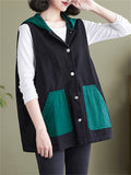 Spring Autumn Female Sleeveless Original Loose Vest Hooded Jackets