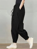 Large Size Slim Tie Feet Lace-up New Cargo Pants For Lady