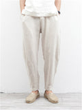 Solid Color Cotton Linen Harem Pants