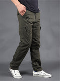 Winter Plus Size Thickened Fleece Male Multi-pocket Pants