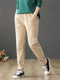 Elastic Corduroy Washed Thicken Autumn Women's Pants