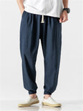 Linen Solid Color Breathable Jogger Pants