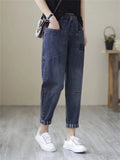 Retro Patchwork Casual Washed Jeans