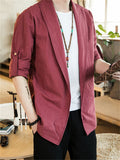 Long Sleeve Relaxed Linen Men's Jackets