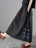 Cotton Linen Embroidery Vogue Women's Skirts