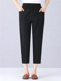 Trendy Elastic Waist Pants With Pockets